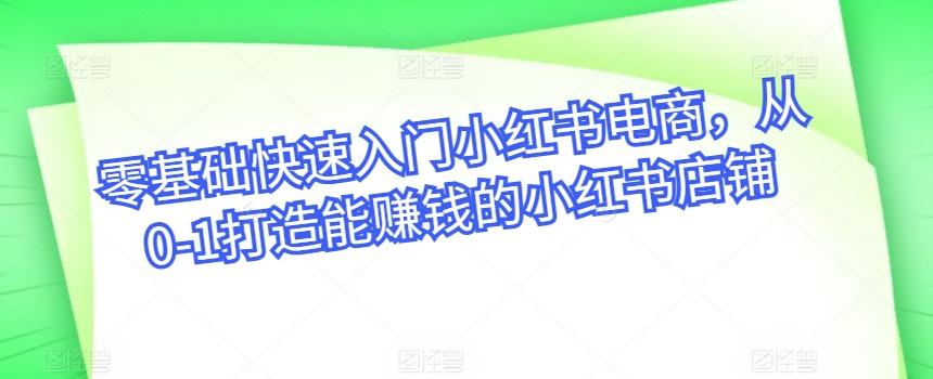 零基础快速入门小红书电商，从0-1打造能赚钱的小红书店铺-金腾创业