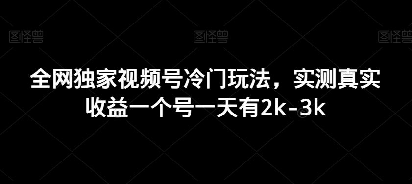 全网独家视频号冷门玩法，实测真实收益一个号一天有2k-3k-金腾创业