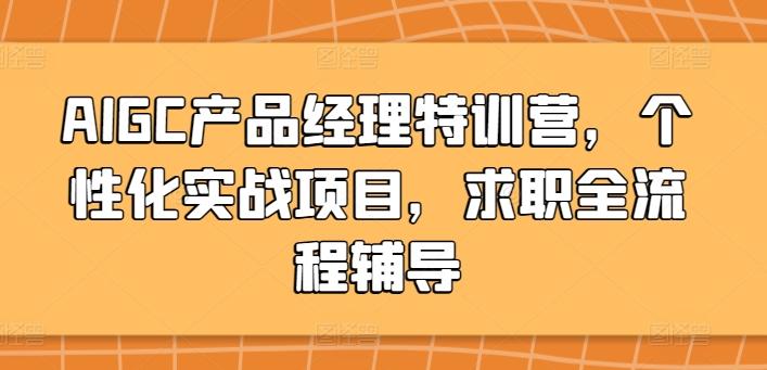 AIGC产品经理特训营，个性化实战项目，求职全流程辅导-金腾创业