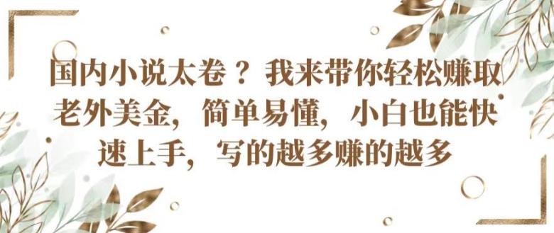 国内小说太卷 ?带你轻松赚取老外美金，简单易懂，小白也能快速上手，写的越多赚的越多【揭秘】-金腾创业