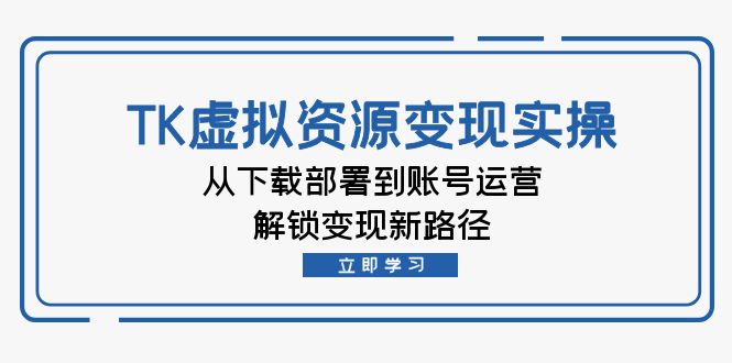 TK虚拟资料变现实操：从下载部署到账号运营，解锁变现新路径-金腾创业
