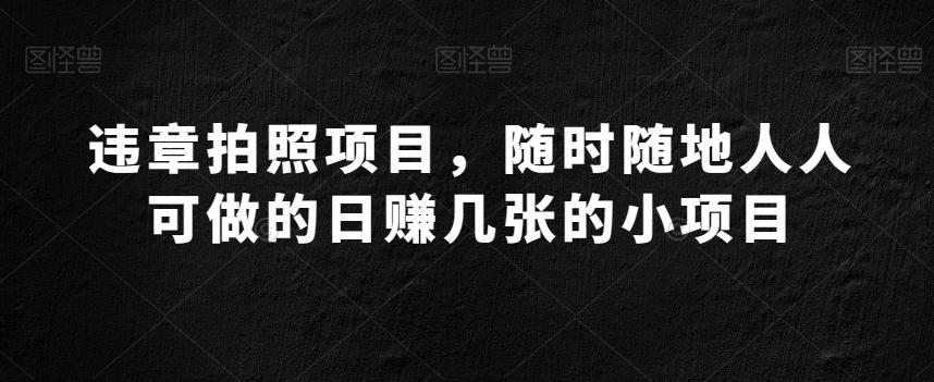 违章拍照项目，随时随地人人可做的日赚几张的小项目-金腾创业