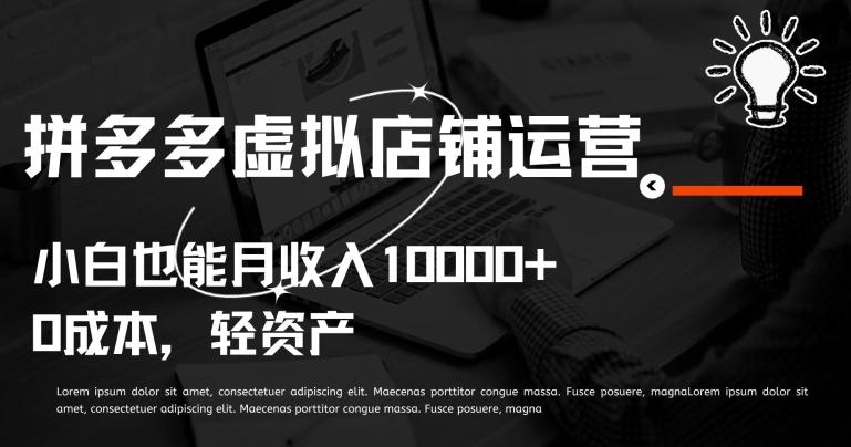 拼多多虚拟店铺运营小白也能月收入10000+【揭秘】-金腾创业