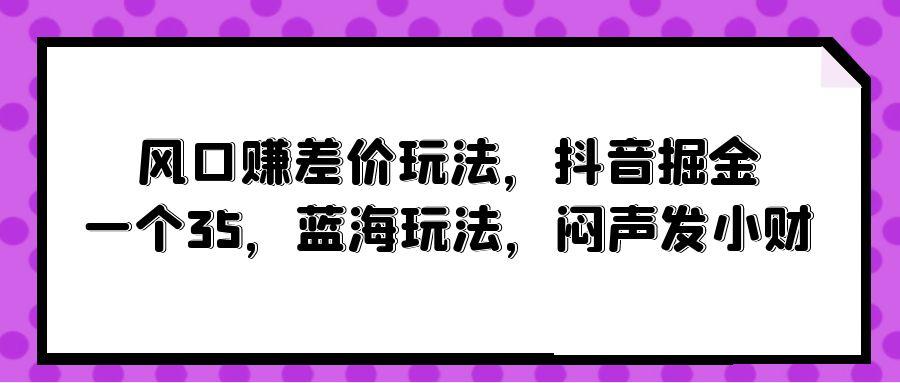 (10022期)风口赚差价玩法，抖音掘金，一个35，蓝海玩法，闷声发小财-金腾创业