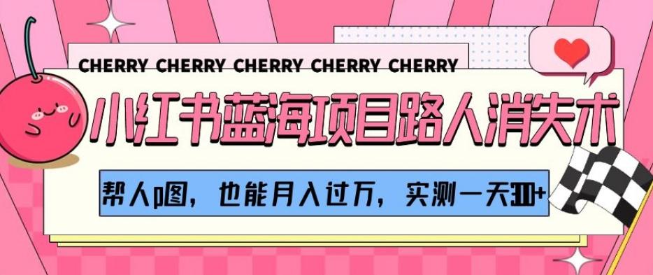 小红书蓝海项目路人消失术，帮人p图，也能月入过万，实测一天300+【揭秘】-金腾创业