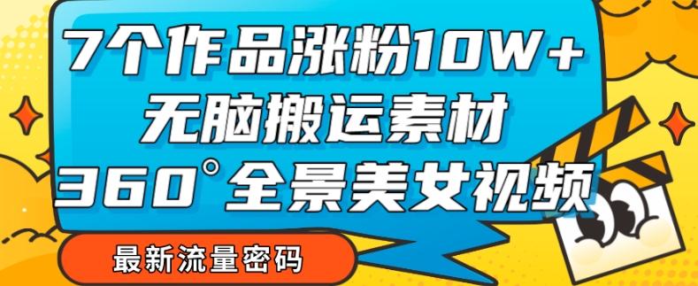 7个作品涨粉10W+，无脑搬运素材，全景美女视频爆款玩法分享【揭秘】-金腾创业