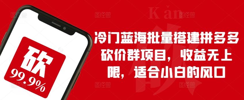 冷门蓝海批量搭建拼多多砍价群项目，收益无上限，适合小白的风口【揭秘】-金腾创业