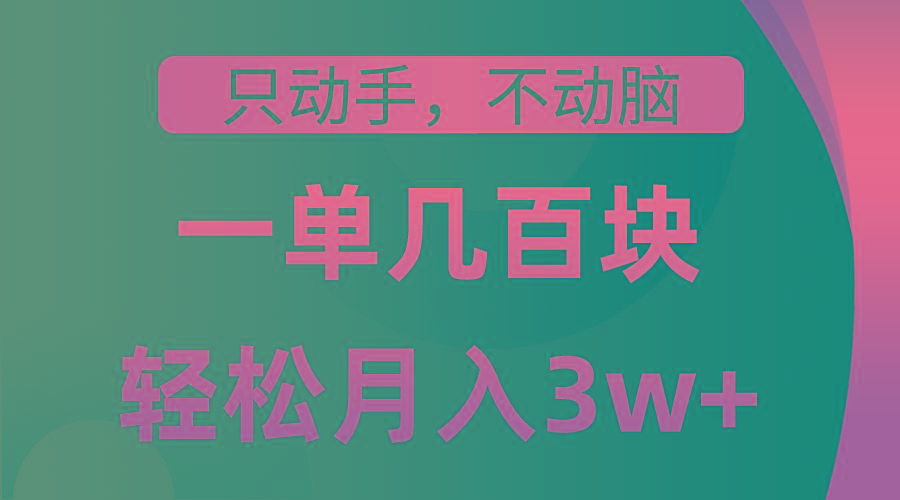 只动手不动脑，一单几百块，轻松月入3w+，看完就能直接操作，详细教程-金腾创业