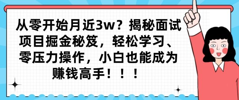 从零开始月近3w？揭秘面试项目掘金秘笈，轻松学习、零压力操作，小白也能成为赚钱高手-金腾创业