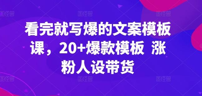 看完就写爆的文案模板课，20+爆款模板  涨粉人设带货-金腾创业