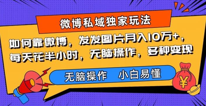 如何靠微博，发发图片月入10万+，‌每天花半小时，无脑操作，多种变现-金腾创业