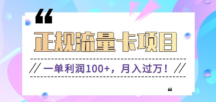 正规手机流量卡项目，一单利润100+，月入过万！人人可做(推广技术+正规渠道)-金腾创业