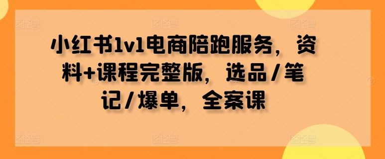 小红书1v1电商陪跑服务，资料+课程完整版，选品/笔记/爆单，全案课-金腾创业