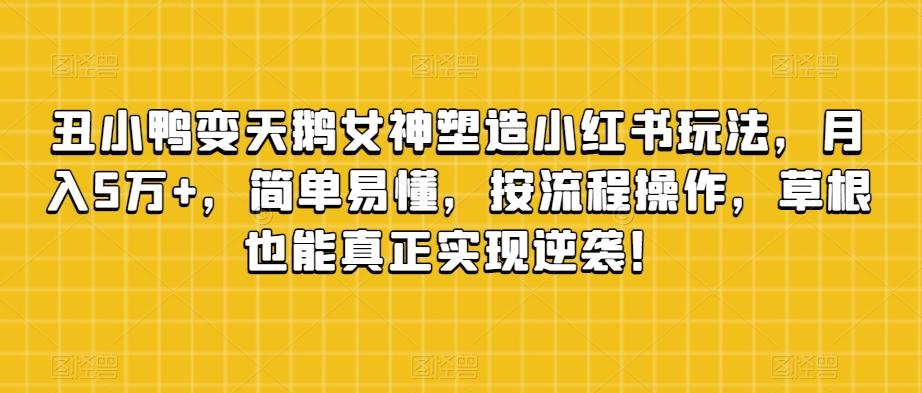 丑小鸭变天鹅女神塑造小红书玩法，月入5万+，简单易懂，按流程操作，草根也能真正实现逆袭！-金腾创业