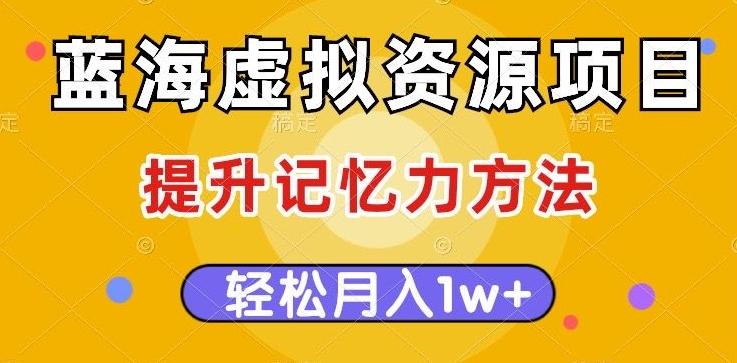 蓝海虚拟资源项目，提升记忆力方法，多种变现方式，轻松月入1w+【揭秘】-金腾创业