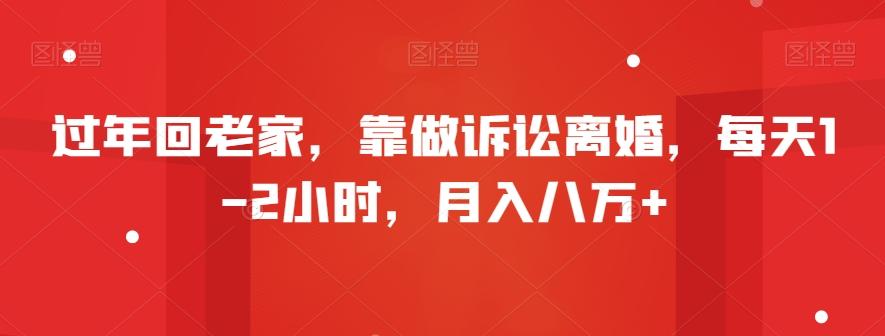 过年回老家，靠做诉讼离婚，每天1-2小时，月入八万+-金腾创业