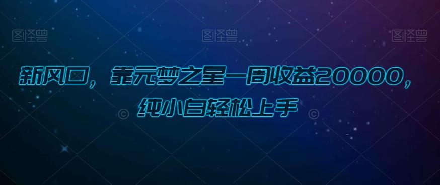 新风口，靠元梦之星一周收益20000，纯小白轻松上手-金腾创业