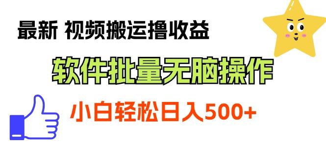 最新视频搬运撸收益，软件无脑批量操作，新手小白轻松上手-金腾创业