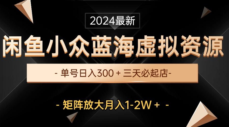 最新闲鱼小众蓝海虚拟资源，单号日入300＋，三天必起店，矩阵放大月入1-2W-金腾创业