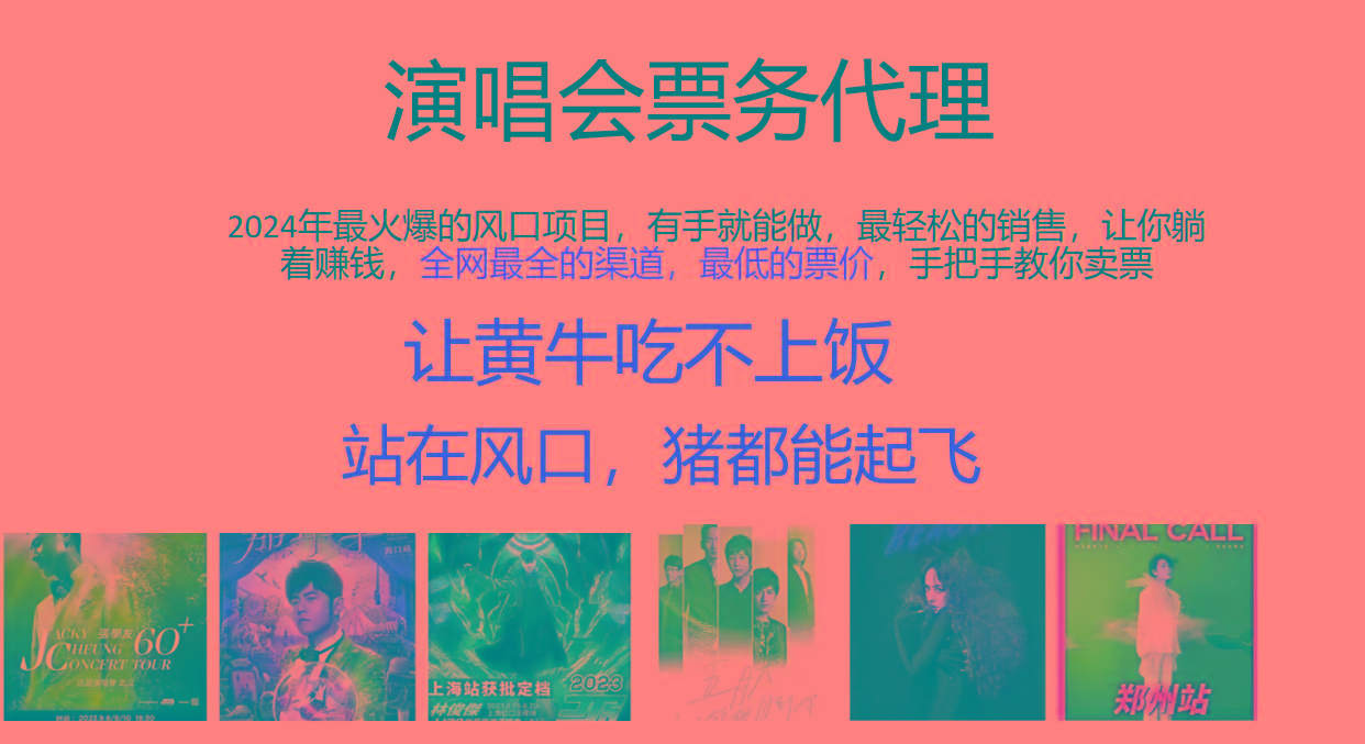 2024年最火爆风口项目，演唱会票务代理，日入2000+，一部手机就能搞定！-金腾创业