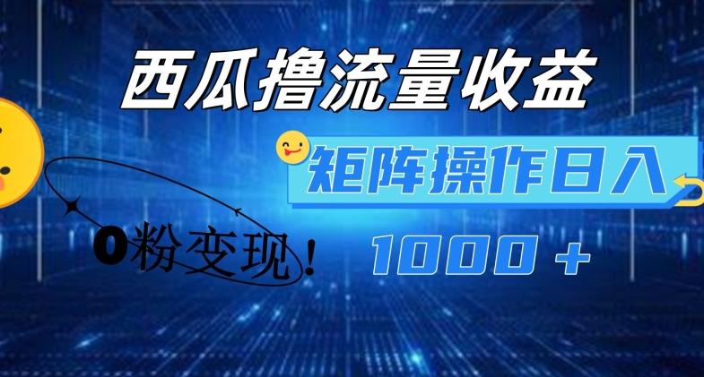 西瓜视频撸流量，简单上手，0粉变现矩阵操作，日入1000+【揭秘】-金腾创业