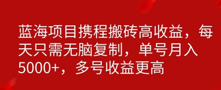 携程搬砖项目，只需每天无脑复制，月入5000+-金腾创业