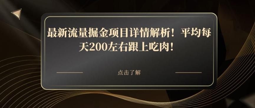 最新流量掘金项目详情解析！平均每天200左右跟上吃肉！-金腾创业