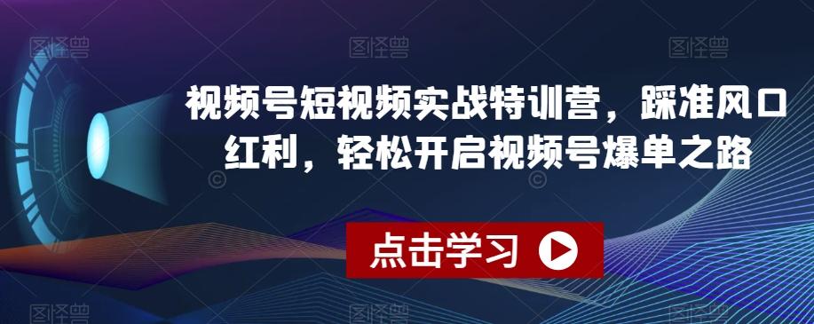 视频号短视频实战特训营，踩准风口红利，轻松开启视频号爆单之路-金腾创业