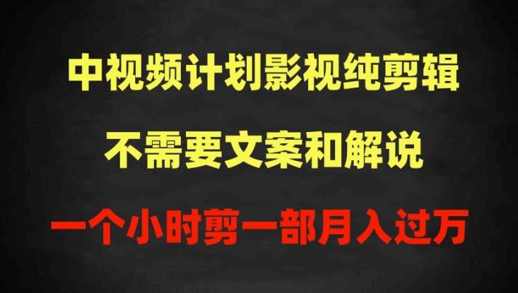 中视频计划影视纯剪辑，不需要文案和解说，一个小时剪一部，100%过原创月入过万【揭秘】-金腾创业