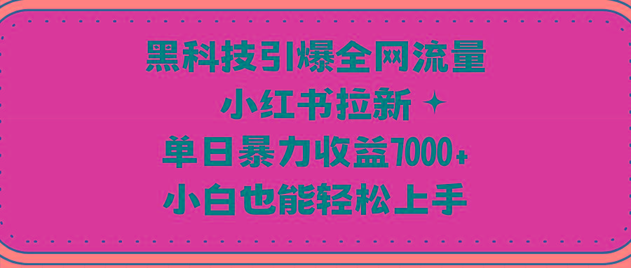 (9679期)黑科技引爆全网流量小红书拉新，单日暴力收益7000+，小白也能轻松上手-金腾创业
