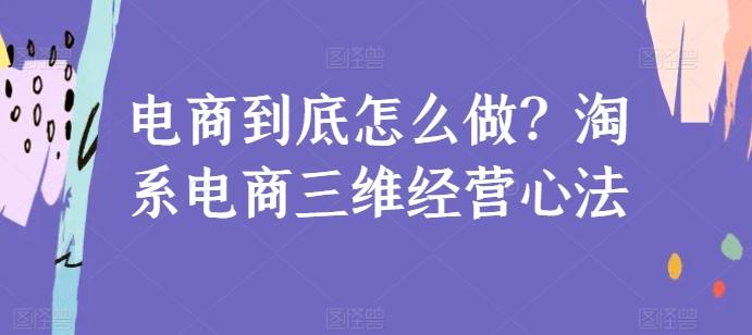 电商到底怎么做？淘系电商三维经营心法-金腾创业